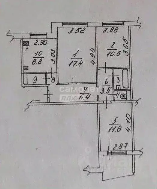3-к кв. Вологодская область, Вологда Ярославская ул., 21 (63.0 м) - Фото 2