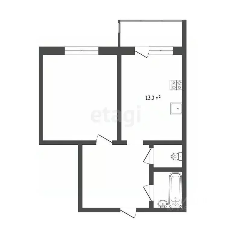 1-к кв. Тюменская область, Тюмень ул. Мельникайте, 2к5 (39.8 м) - Фото 0