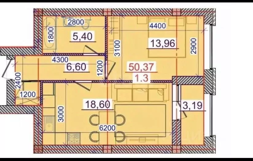 1-к кв. Северная Осетия, Владикавказ Пушкинская ул., 76 (60.0 м) - Фото 2