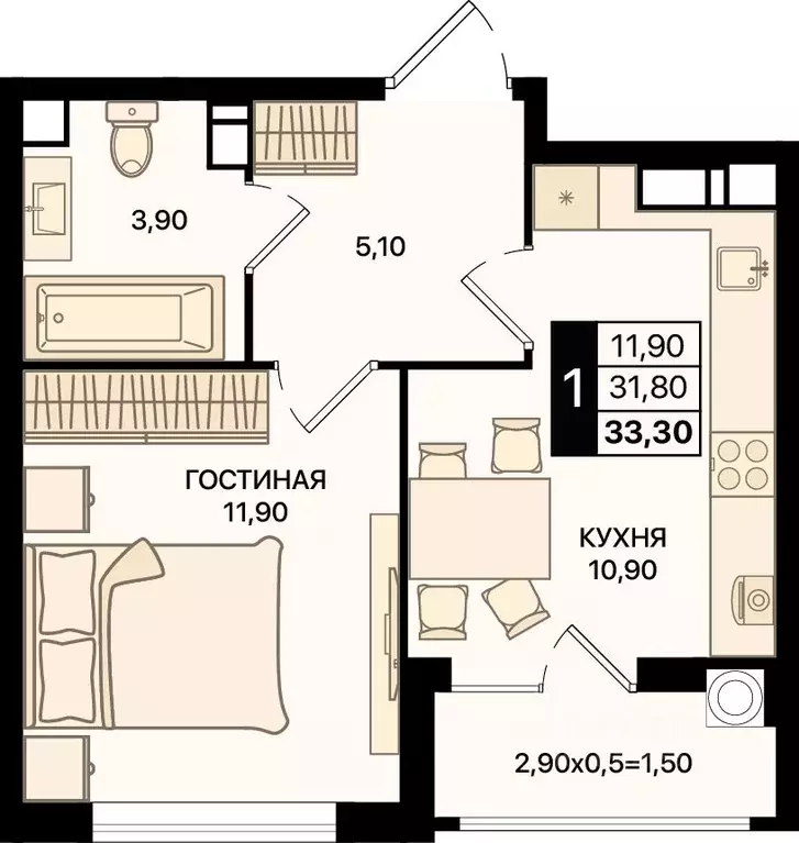 1-к кв. Ростовская область, Ростов-на-Дону Движение61 жилой комплекс ... - Фото 1