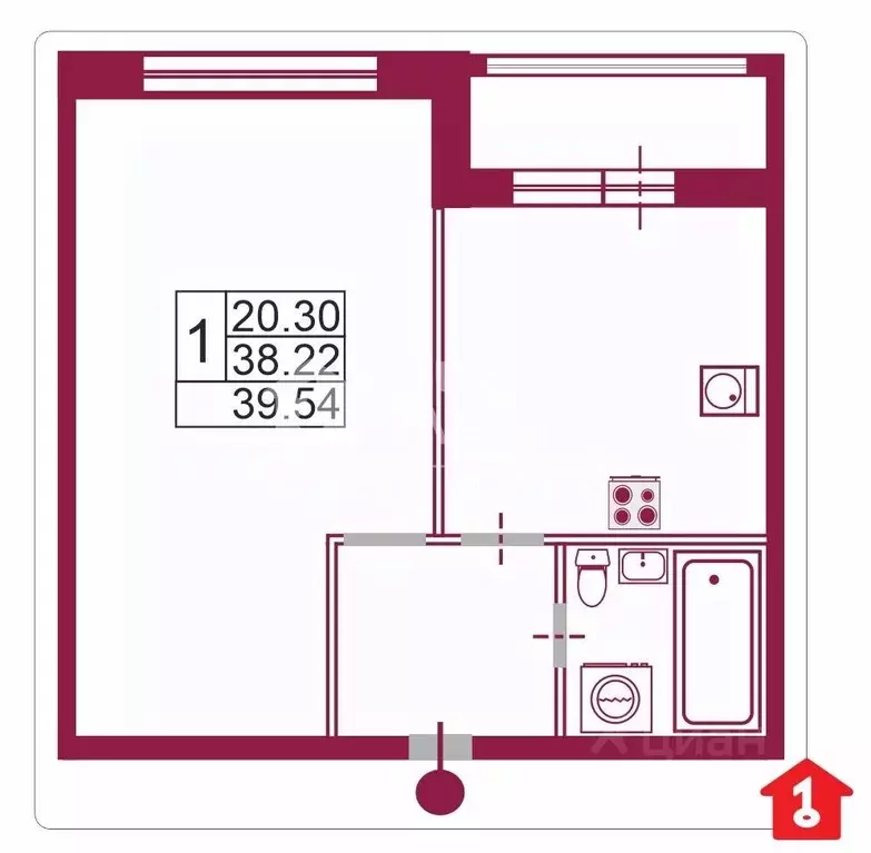 1-к кв. Омская область, Омск ул. Красный Путь, 137/2 (38.4 м) - Фото 2