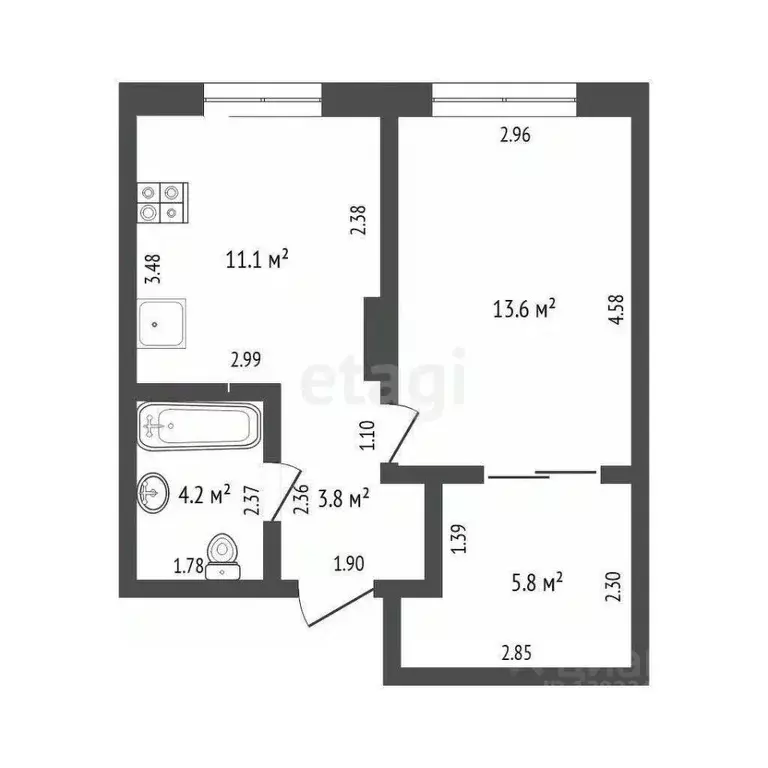 1-к кв. Тюменская область, Тюмень Новгородская ул., 22 (38.5 м) - Фото 2