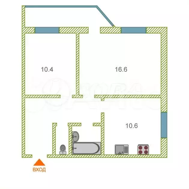 2-к. квартира, 51 м, 9/9 эт. - Фото 0
