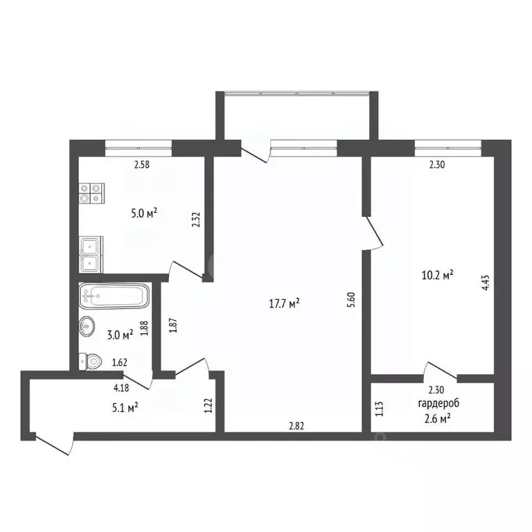 2-к кв. Тюменская область, Тюмень Одесская ул., 43 (44.7 м) - Фото 2