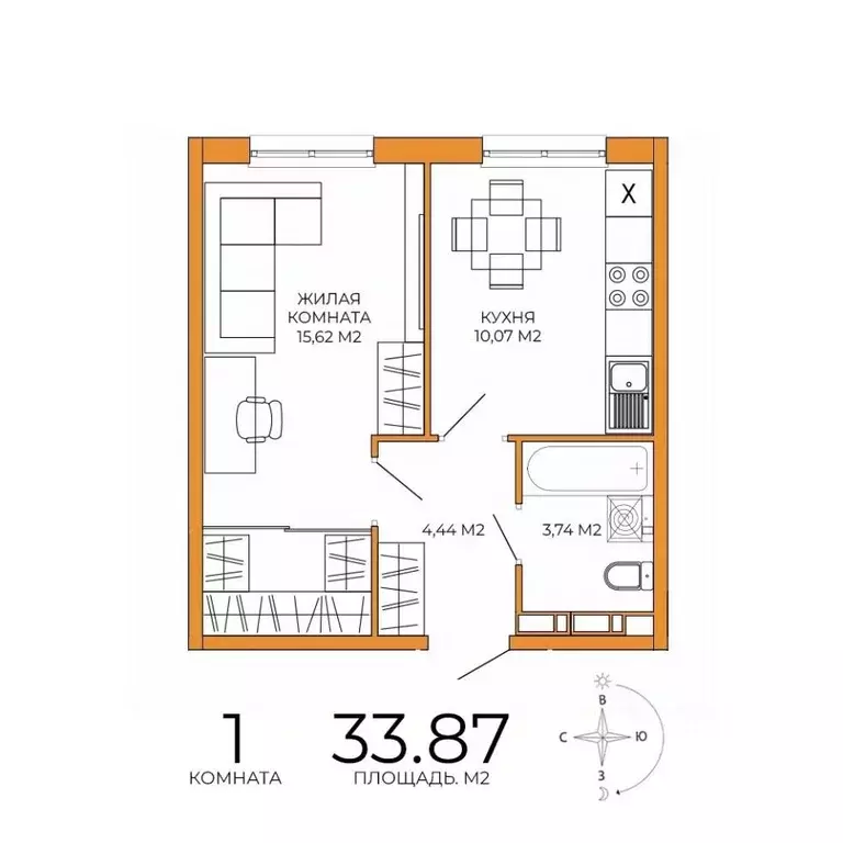 1-к кв. Пензенская область, Пенза ул. Яшиной, 16 (33.87 м) - Фото 1