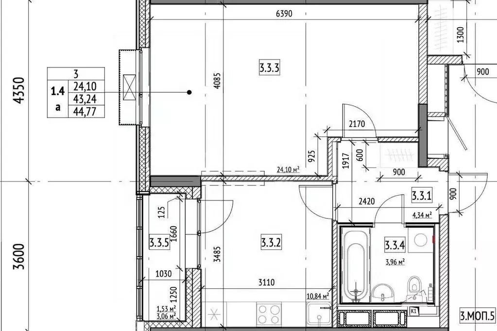 1-к кв. Москва Кусковская ул., 12/1 (43.3 м) - Фото 2