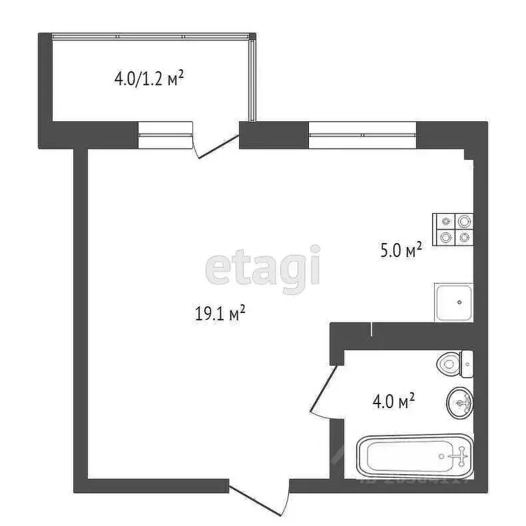 Студия Севастополь ул. Токарева, 18В (32.0 м) - Фото 1