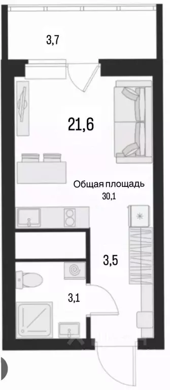 Студия Свердловская область, Екатеринбург Уктус жилрайон, Светлый мкр, ... - Фото 1