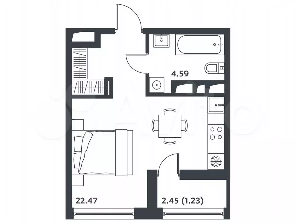 Квартира-студия, 27,9 м, 12/14 эт. - Фото 0