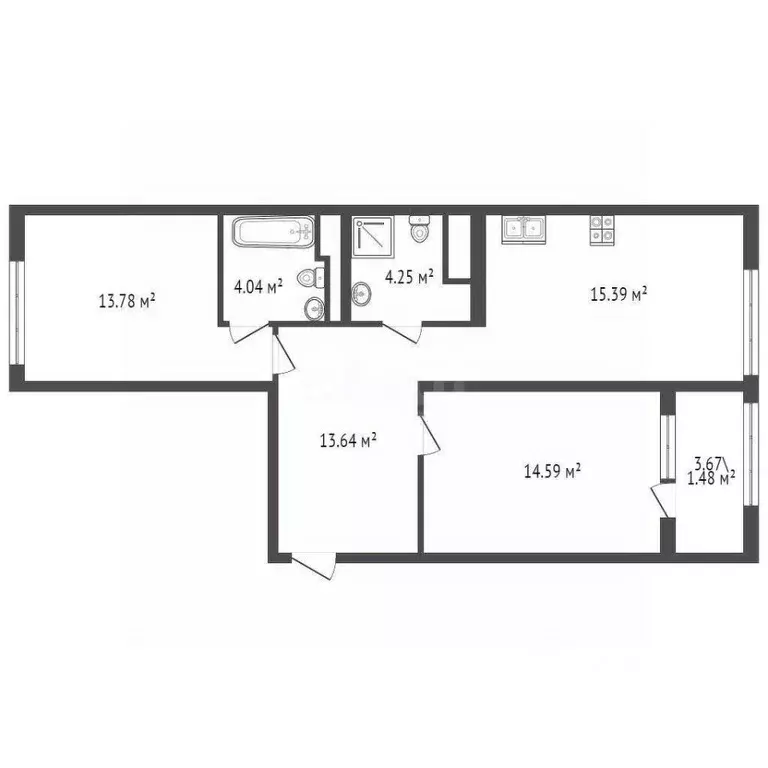 2-к кв. Санкт-Петербург ул. Челюскина, 10 (66.3 м) - Фото 2