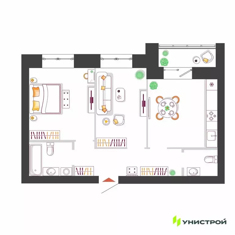 2-комнатная квартира: Тольятти, микрорайон Калина (55.5 м) - Фото 1