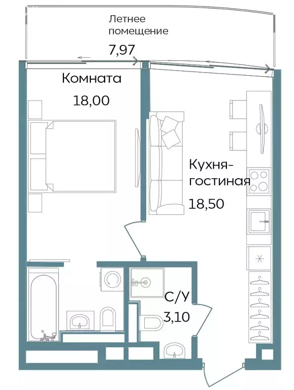1-комнатная квартира: Республика Крым, Саки (47.57 м) - Фото 1