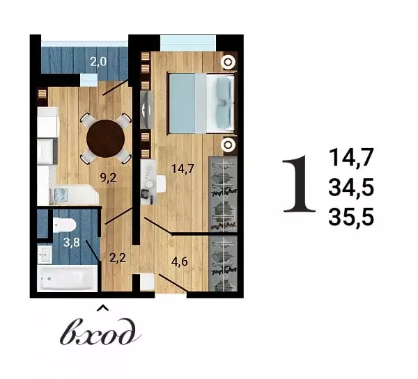 1-комнатная квартира: Воронеж, Ростовская улица, 18А (36.29 м) - Фото 1