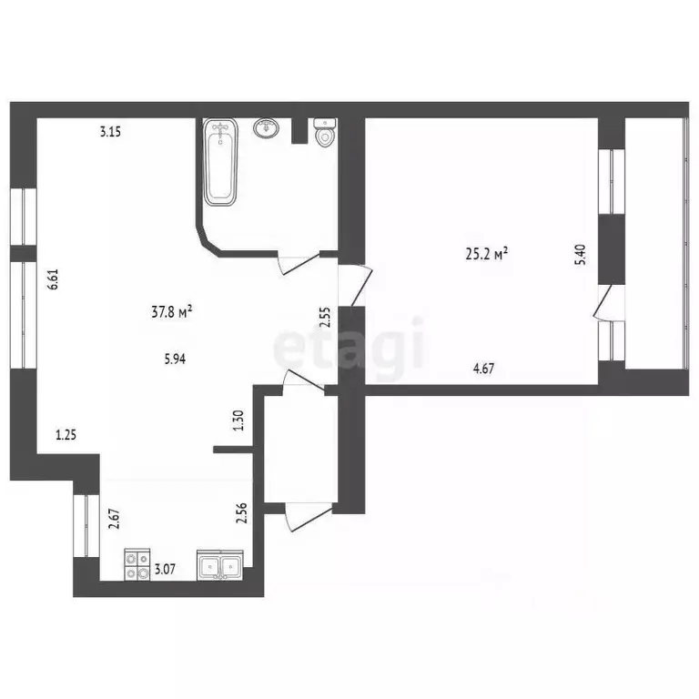 2-к кв. Тюменская область, Тюмень ул. 50 лет Октября, 26 (73.2 м) - Фото 1