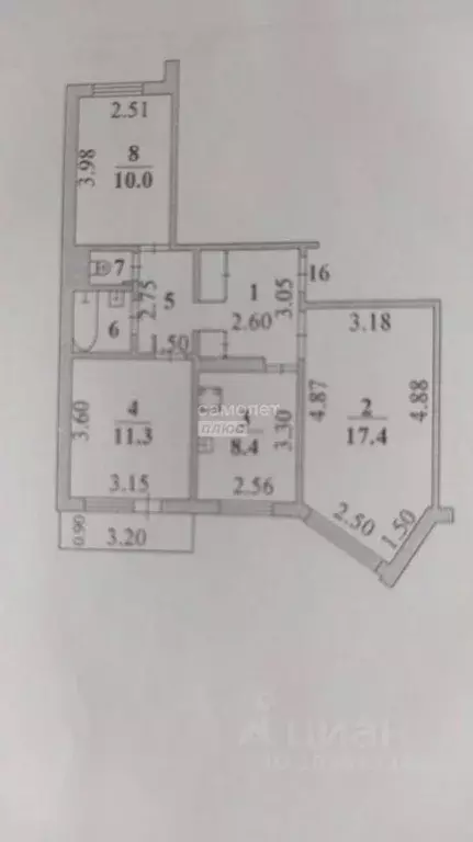 3-к кв. Липецкая область, Липецк ул. П.А. Папина, 17Б (62.3 м) - Фото 2