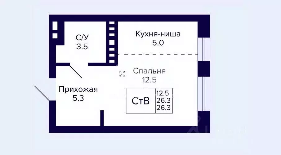 1-к кв. Новосибирская область, Новосибирск 18-й Бронный пер., 1 (26.3 ... - Фото 2
