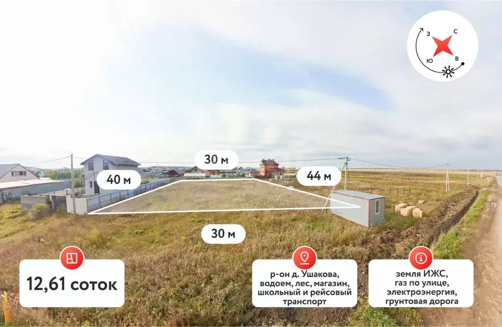 Участок в Тюменская область, Тюменский муниципальный округ, д. Ушакова ... - Фото 1