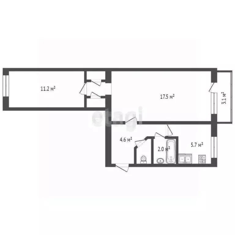 2-к кв. Ростовская область, Новочеркасск Кавказская ул., 68 (48.0 м) - Фото 1