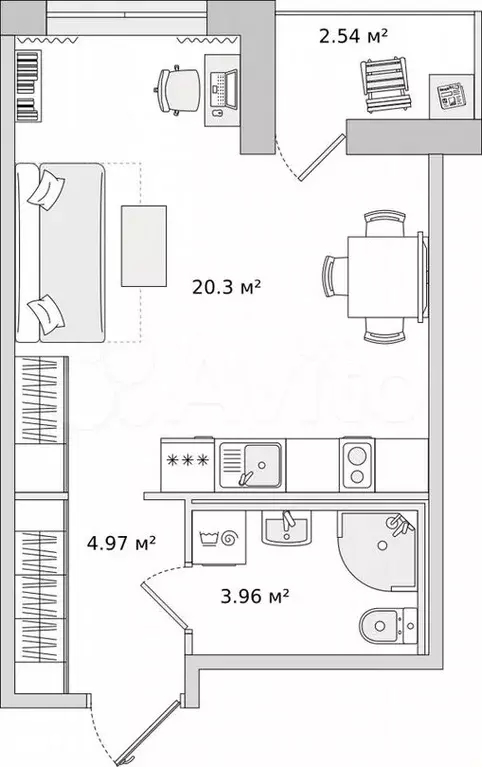 Квартира-студия, 31,8 м, 2/16 эт. - Фото 0