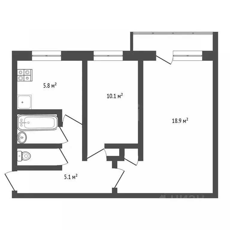 2-к кв. Москва Братская ул., 15К3 (42.2 м) - Фото 1