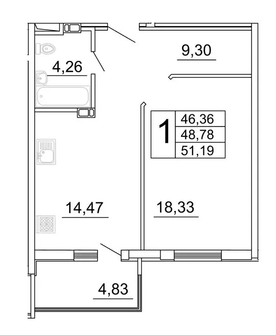 1-комнатная квартира: Самара, улица Дыбенко, 5 (51.11 м) - Фото 1