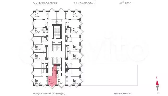 Квартира-студия, 21,4м, 27/30эт. - Фото 1