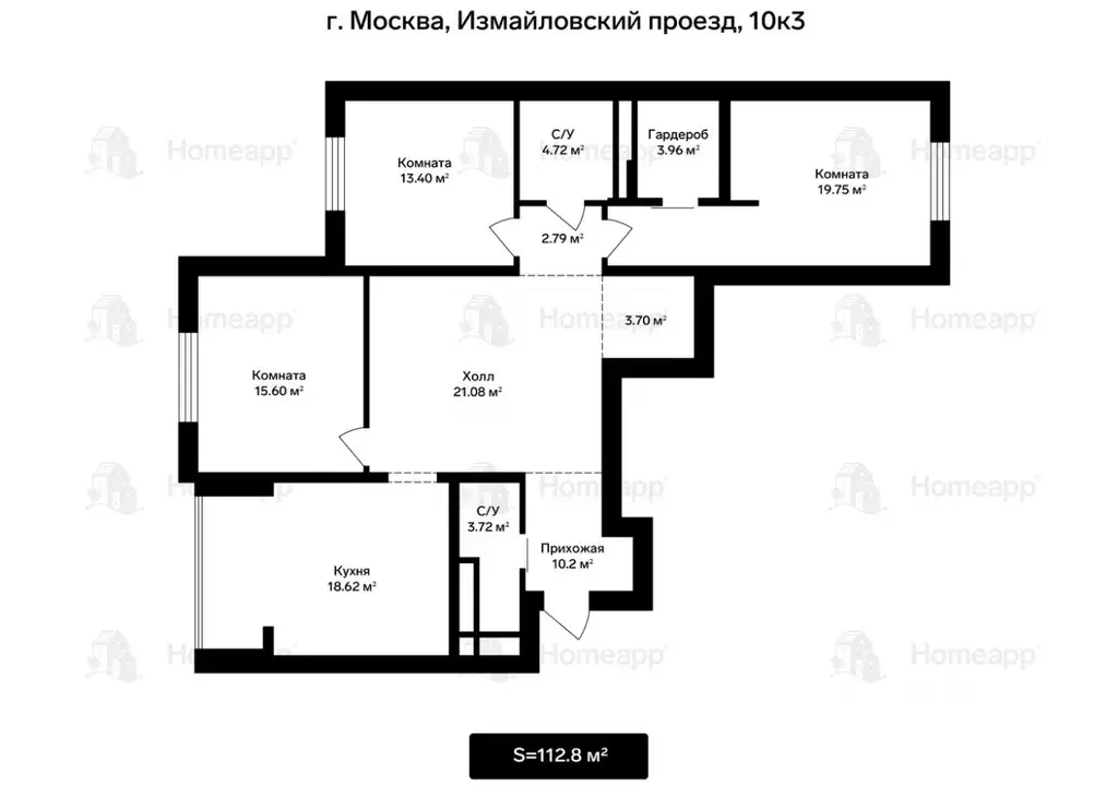 4-к кв. Москва Измайловский проезд, 10к3 (112.8 м) - Фото 2