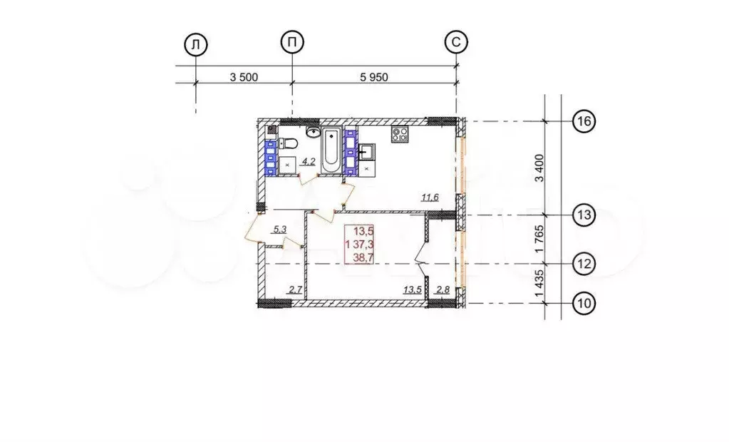 1-к. квартира, 38,7 м, 16/25 эт. - Фото 0