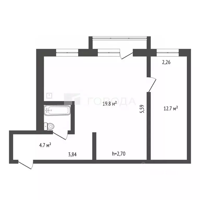 2-к кв. Кемеровская область, Новокузнецк ул. 40 лет ВЛКСМ, 15 (44.4 м) - Фото 2
