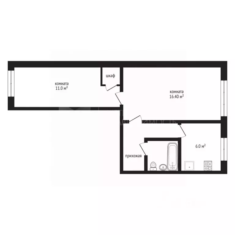2-к кв. Тюменская область, Тюмень Тульская ул., 2 (45.6 м) - Фото 2