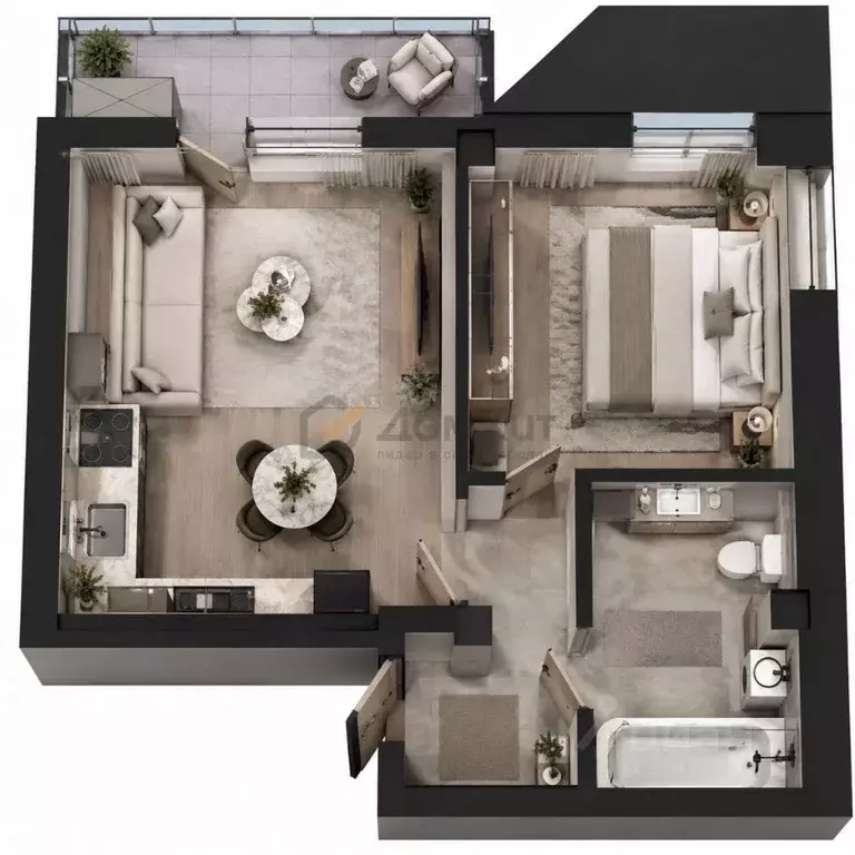 1-к кв. Севастополь ул. Токарева, 18Б (52.0 м) - Фото 2