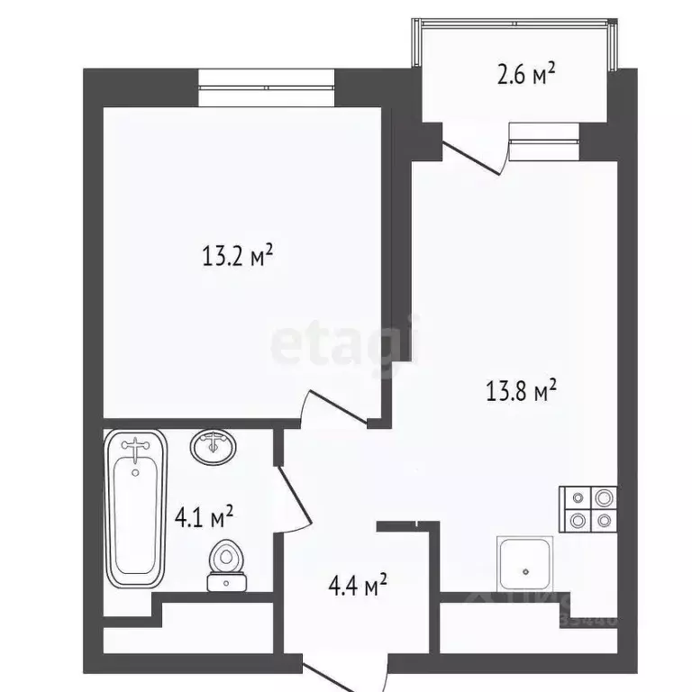 1-к кв. Тюменская область, Тюмень Новгородская ул., 9Б (35.8 м) - Фото 2