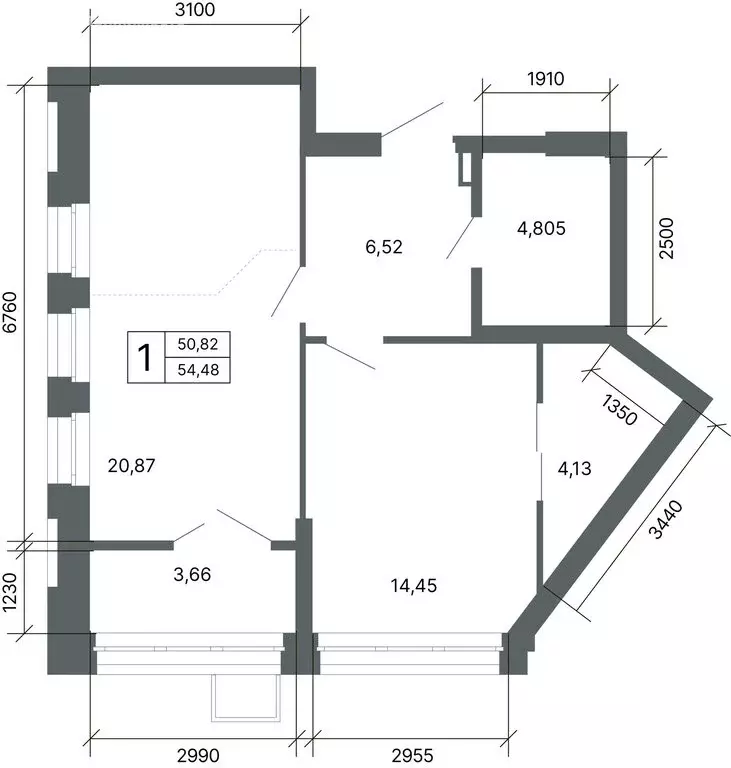 1-комнатная квартира: Екатеринбург, улица Мира, 47/6 (53.8 м) - Фото 1