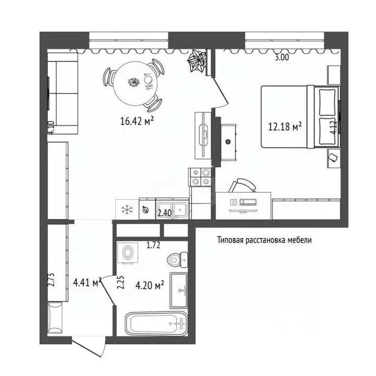 1-к кв. Тюменская область, Тюмень ул. Новоселов, 92 (37.2 м) - Фото 1