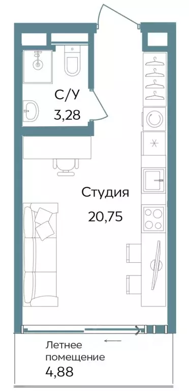 Студия Крым, Саки ул. Морская (28.91 м) - Фото 0