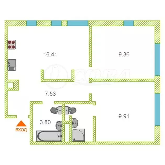 2-комнатная квартира: Тюмень, улица Тимофея Чаркова, 87 (50 м) - Фото 1