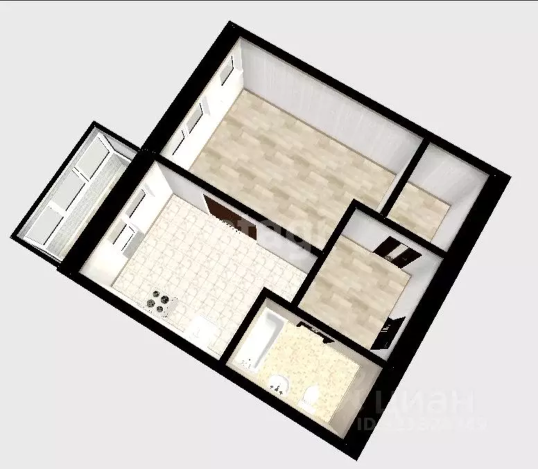 1-к кв. Тюменская область, Тюмень ул. 50 лет Октября, 75к4 (44.8 м) - Фото 1