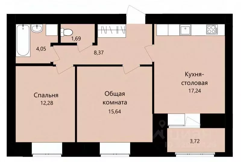 2-к кв. Мордовия, Саранск ул. Филатова, 11 (61.13 м) - Фото 1