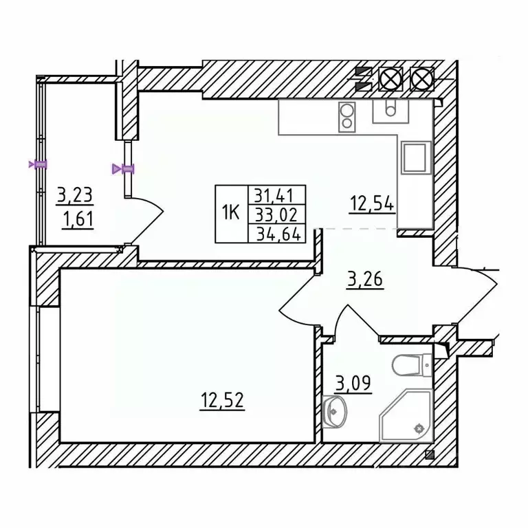 1-к кв. Калининградская область, Зеленоградск  (34.64 м) - Фото 1
