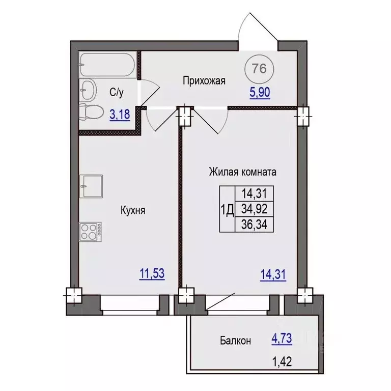 1-к кв. Псковская область, Псковский район, Завеличенская волость, д. ... - Фото 1