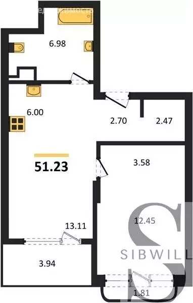 1-комнатная квартира: Новосибирск, улица Воскова, 27 (51.23 м) - Фото 0