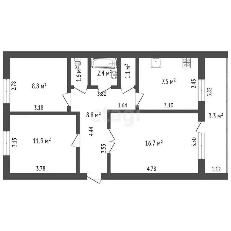 3-комнатная квартира: Стерлитамак, Советская улица, 100 (58.8 м) - Фото 1