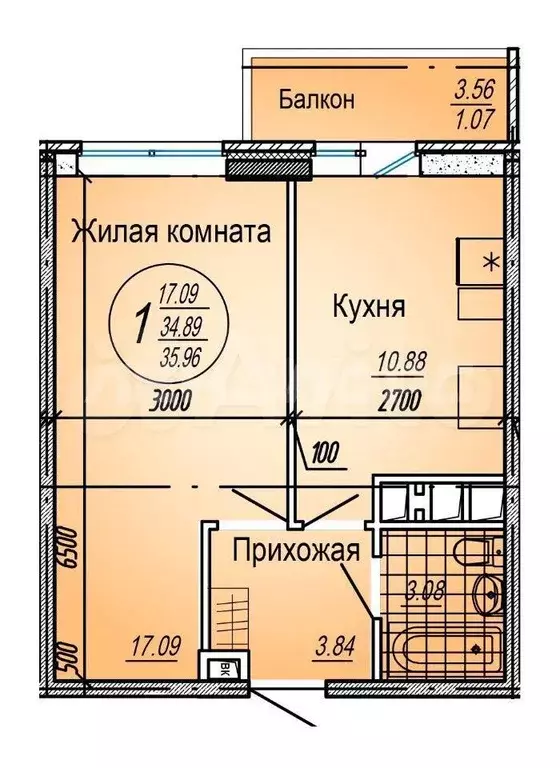 1-к. квартира, 36 м, 17/20 эт. - Фото 0