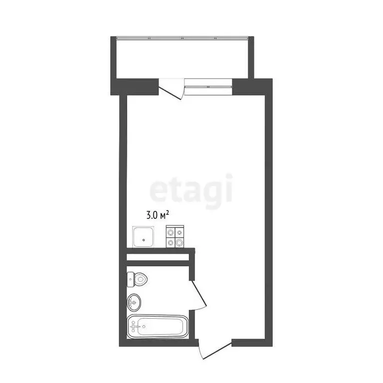 Квартира-студия: Тюмень, улица Тимофея Чаркова, 28 (24.7 м) - Фото 1