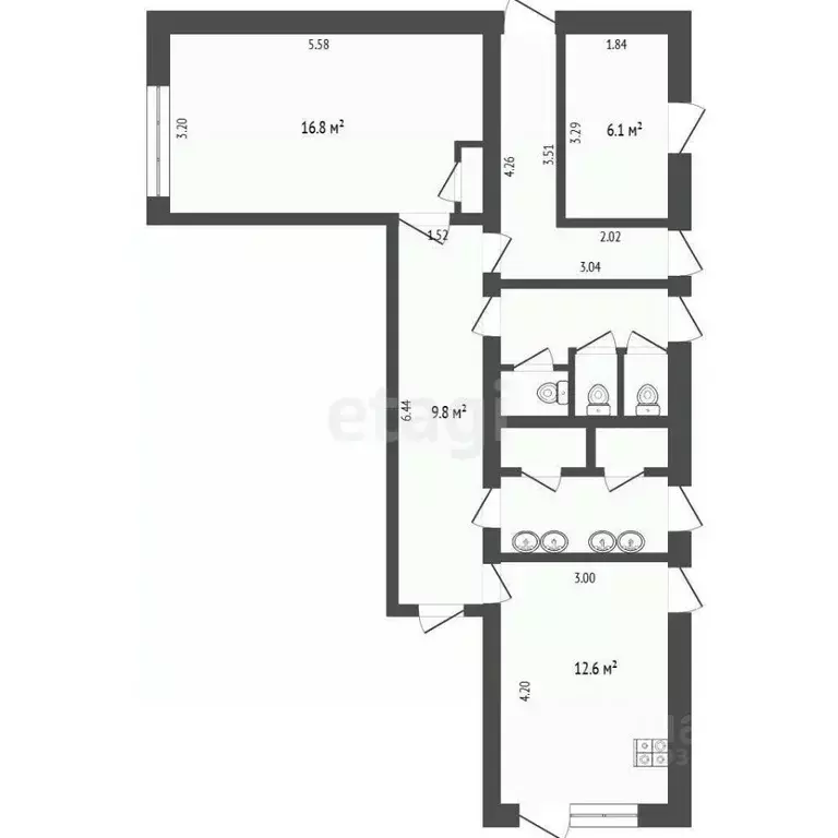 Комната Тюменская область, Тюмень проезд Геологоразведчиков, 55 (17.7 ... - Фото 2