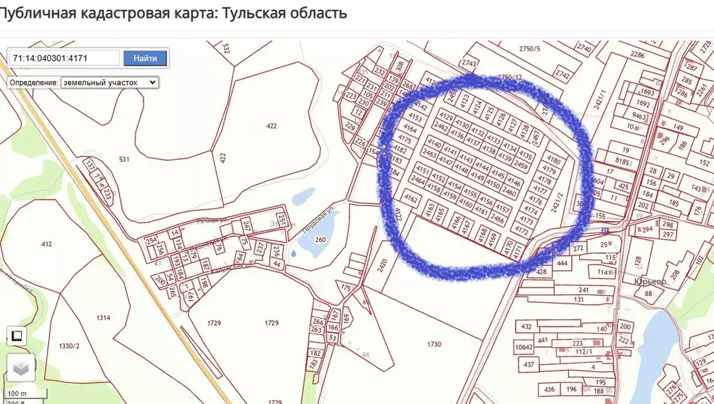 Участок в Тульская область, Тула городской округ, д. Юрьево 47 (10.0 ... - Фото 0
