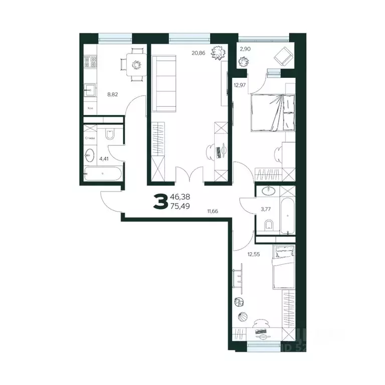 3-к кв. Московская область, Химки Сходня мкр, Первомайская ул., ... - Фото 1