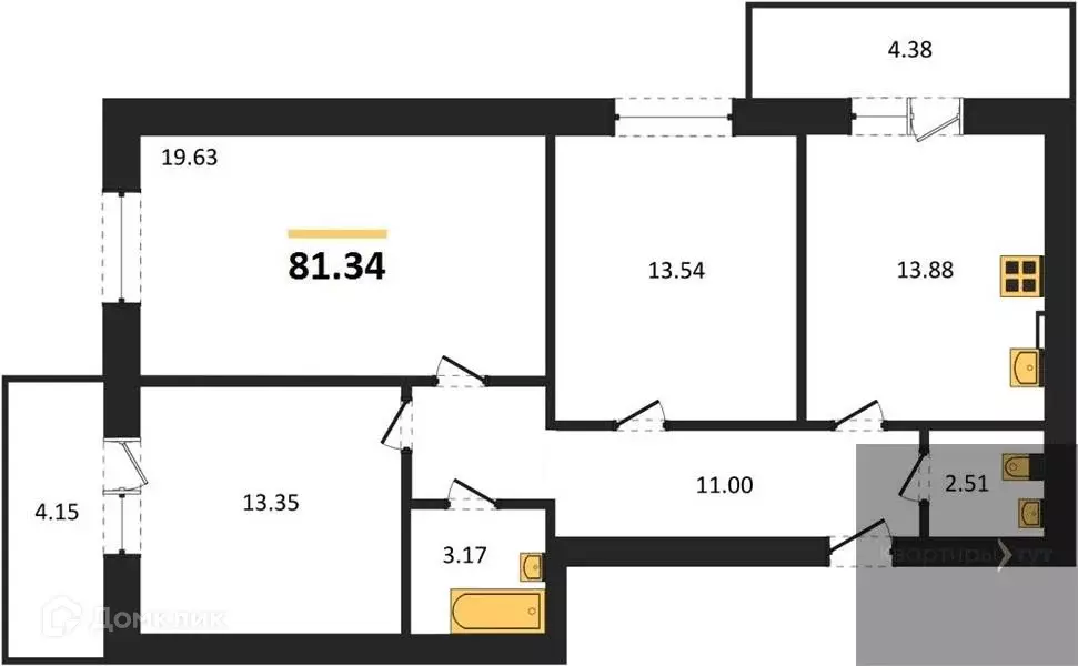 Продаётся 3-к квартира, 81.34 м - Фото 0