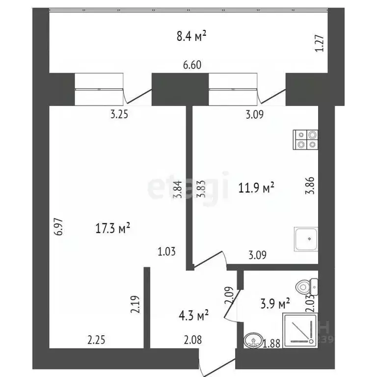 1-к кв. Башкортостан, Стерлитамак ул. 7 Ноября, 101 (37.6 м) - Фото 1