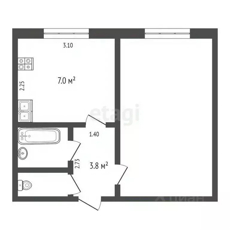 Комната Ямало-Ненецкий АО, Новый Уренгой Ленинградский просп., 15В ... - Фото 2